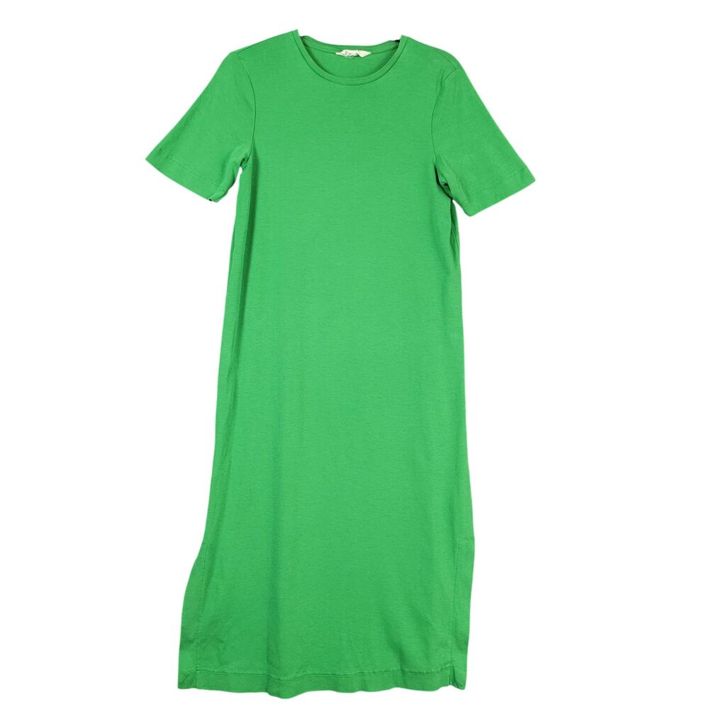 BODEN Green Midi Tshirt Dress Short Sleeve Side Slit Summer Casual US SIZE 6